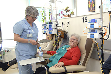 Hospital de día, enfermeras realizando su trabajo