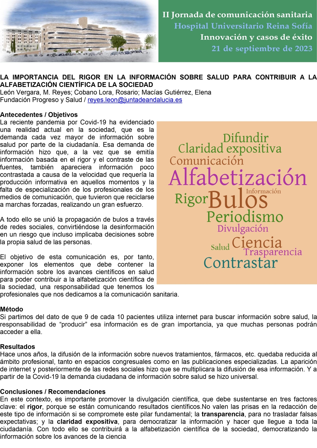 XXI Jornadas de Trabajo sobre Calidad en Salud 2023 - Jornadas de Calidad  en Salud