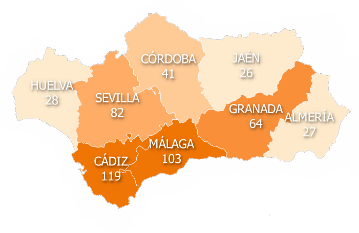 Procesos de certificación en curso de Competencias Profesionales en Emergencias, Centros de Salud Mental, Centros de Transfusiones y Concertados según provincia