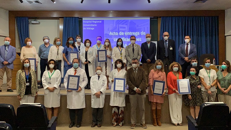 Málaga consolida la calidad de sus servicios sanitarios con la certificación de 7 unidades de los hospitales Regional y Virgen de la Victoria