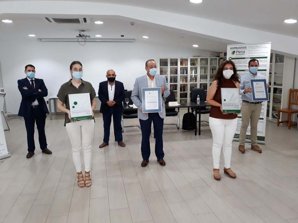 La asociación Asprodisis de Ronda recibe la certificación de calidad para su CAIT y sus servicios residenciales y de día
