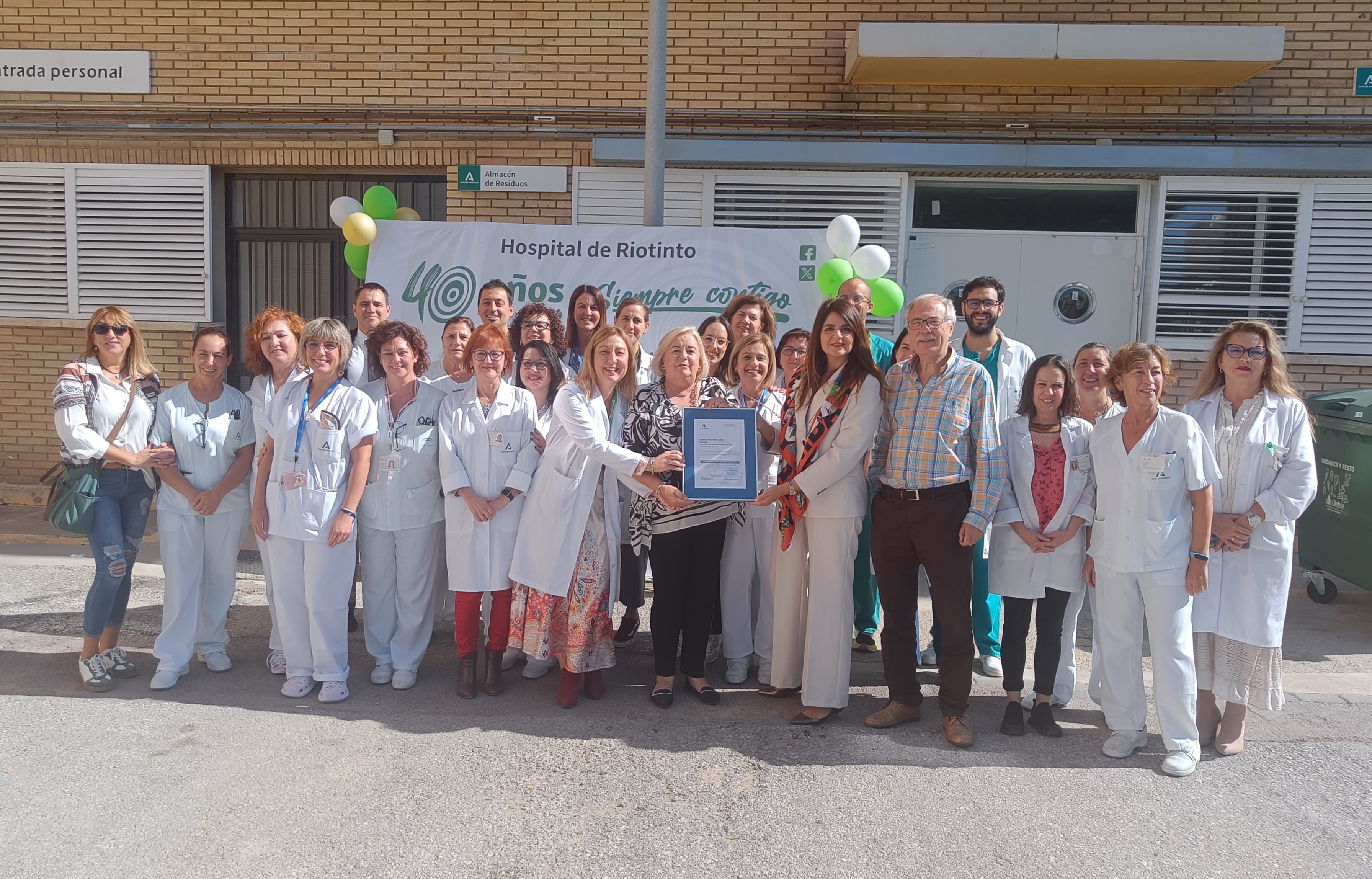 Entrega certificación Análisis Clínicos AGS Norte Huelva