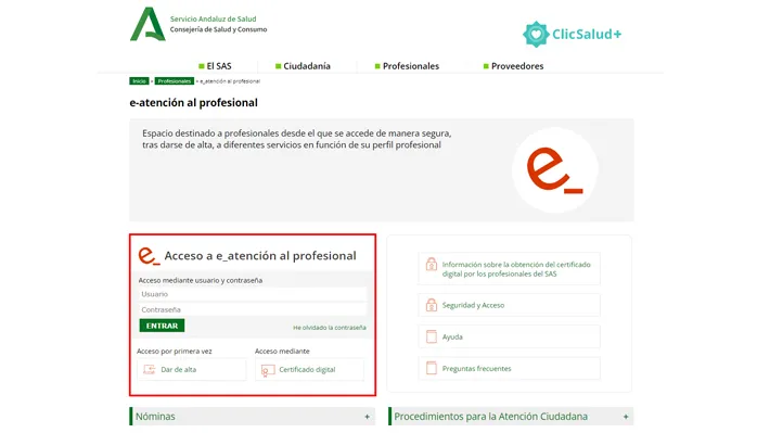 e-Atención al profesional 