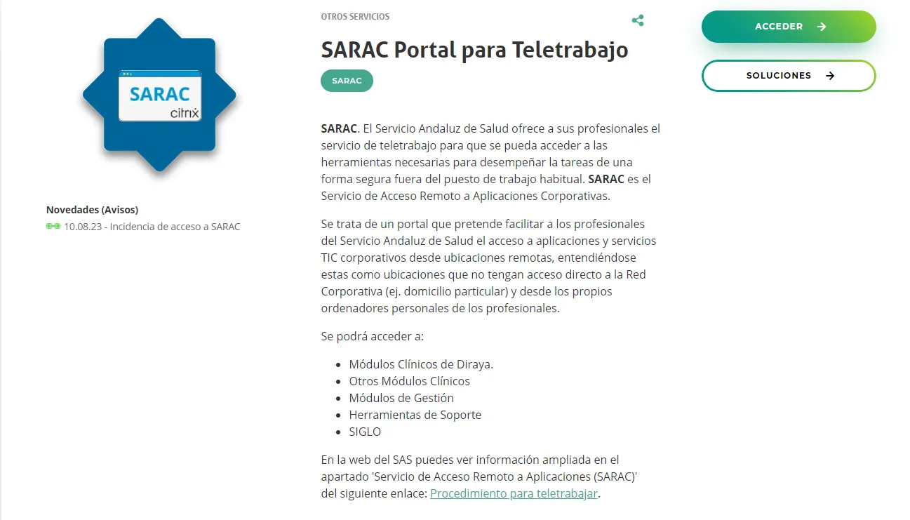 Aplicación SARAC 