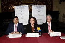 Enrique Aranda, María Isabel Baena y Ángel Salvatierra en la presentación de la reunión de consenso