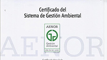 Certificado de Gestión Ambiental AENOR 2013-2016.